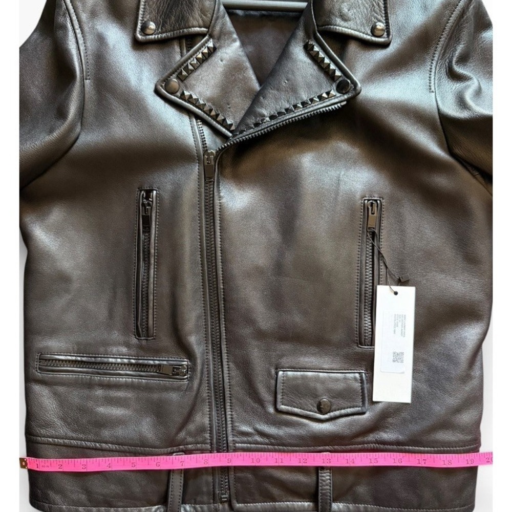 Saint Laurent Paris L01 Studded Lambskin Leather Biker Jacket – Black – Size 54 - Picture 14 of 16
